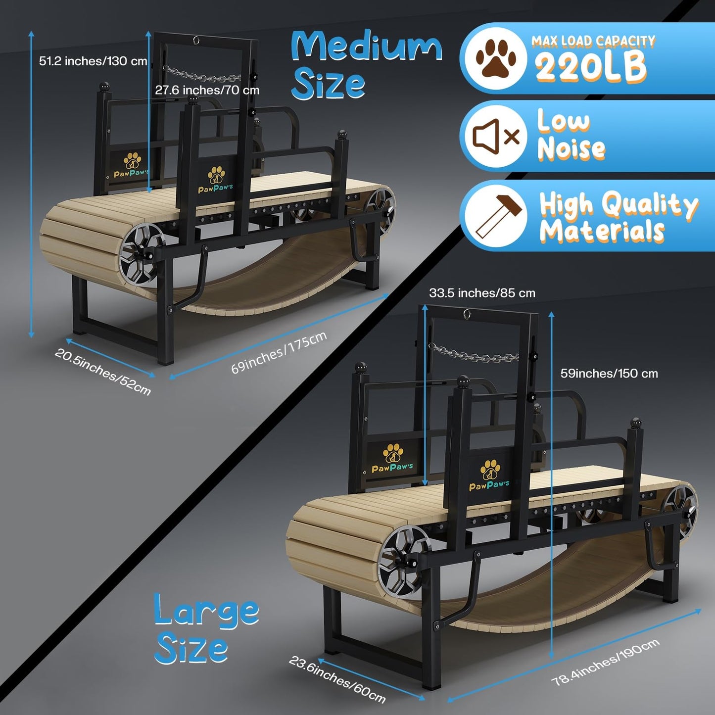 Non-Motorized Dog Slatmill with Brake up to 330 lbs