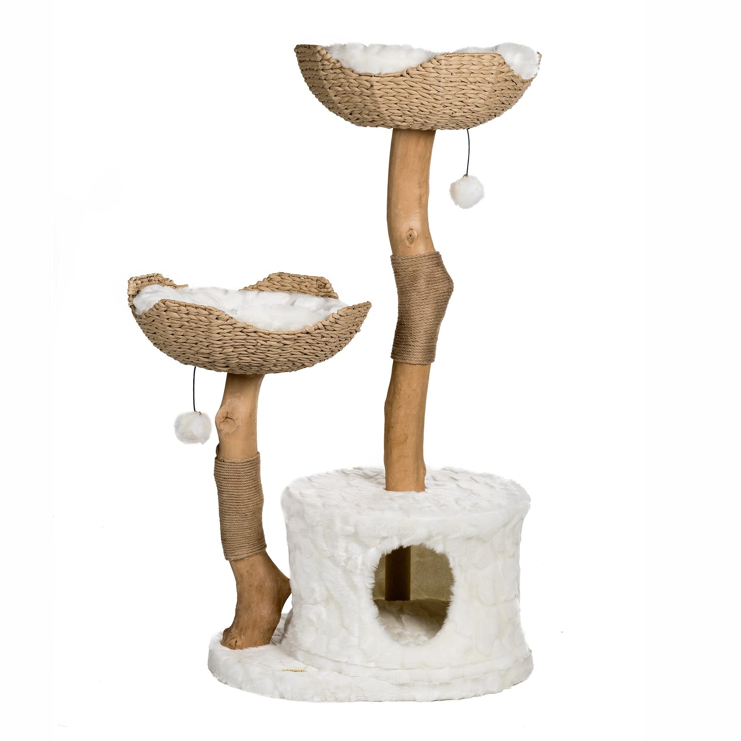 Luxury Real Wood Cat Tree Tower for Large Cats with Condo