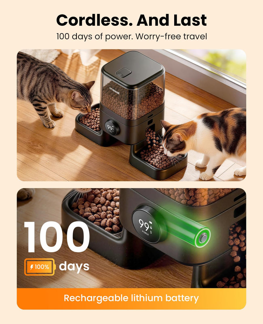5L Dual-Bowl Automatic Cat Feeder for Two Cats