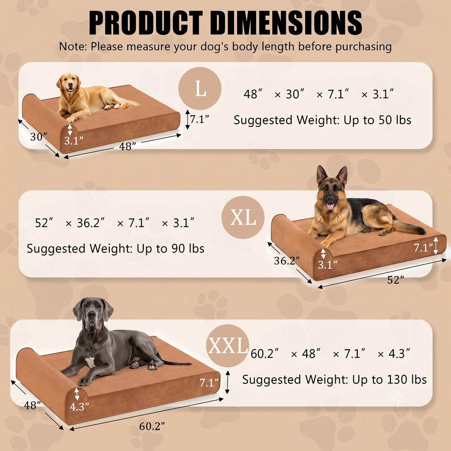 Rexlebo Orthopedic Dog Beds for Large Dogs, Memory Foam Dog Bed