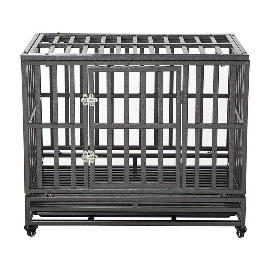 Heavy-Duty Metal Dog Crate with Wheels for Large Dogs