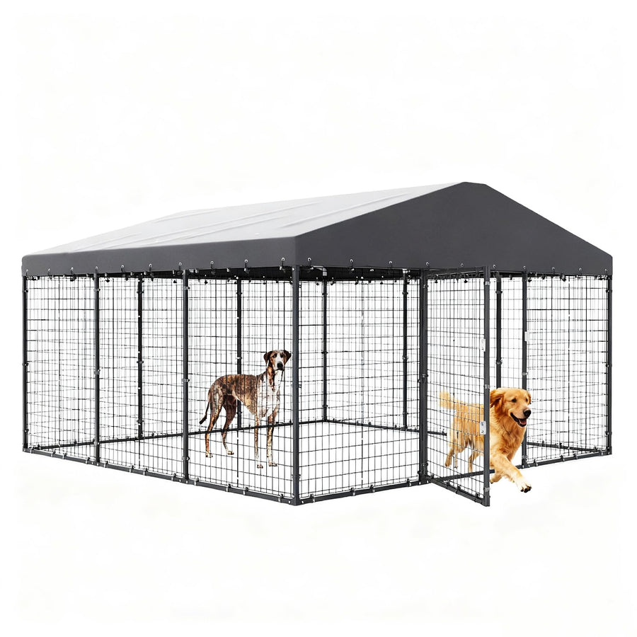 118-Inch Heavy-Duty Outdoor Dog Kennel with Weatherproof Roof