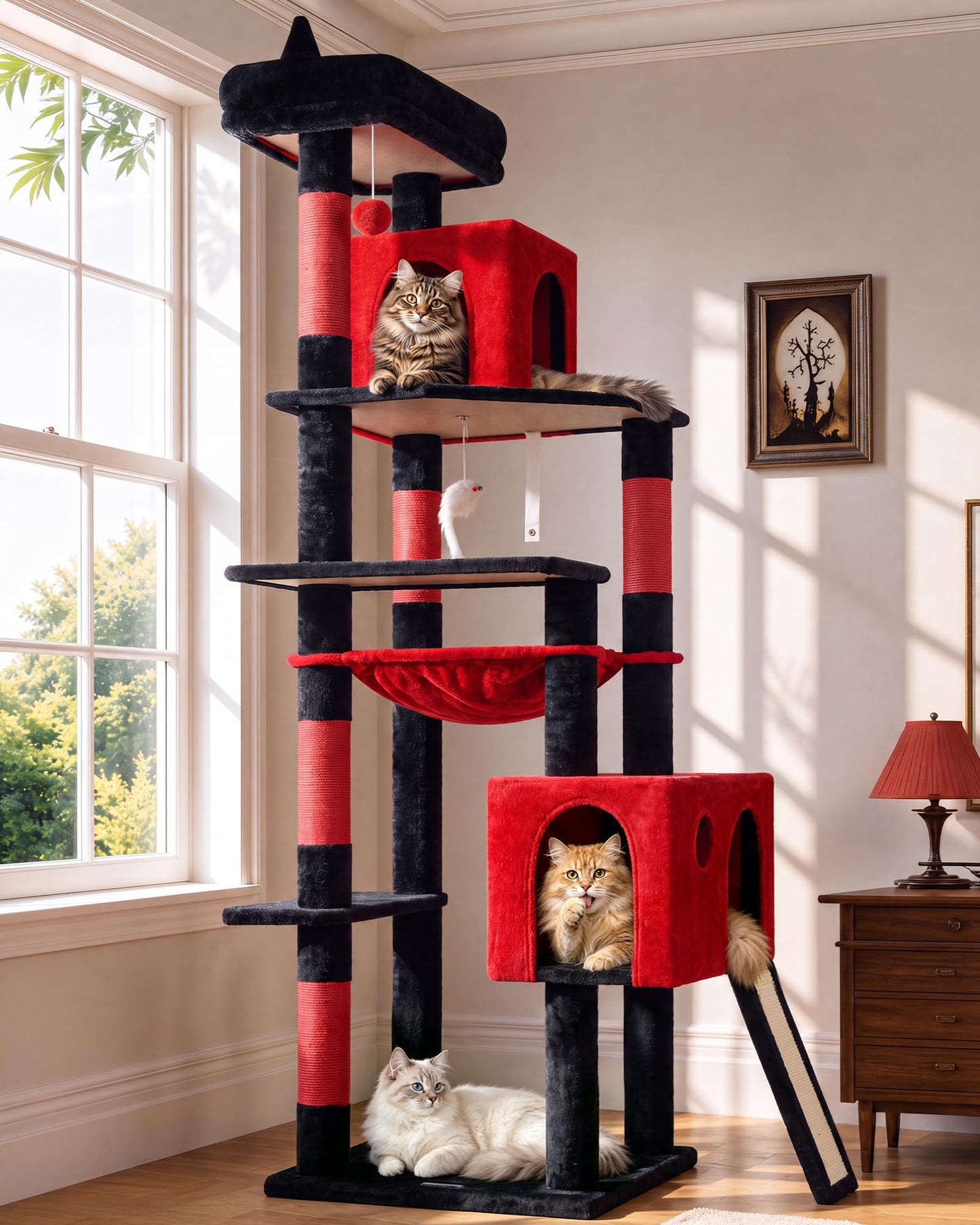 70-Inch Heavy-Duty Cat Tree with Condo, Hammock & Scratcher