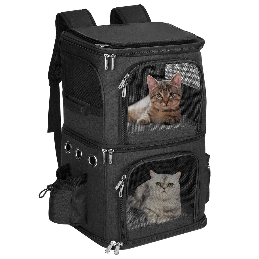 Double-Compartment Pet Carrier Backpack for Two Cats