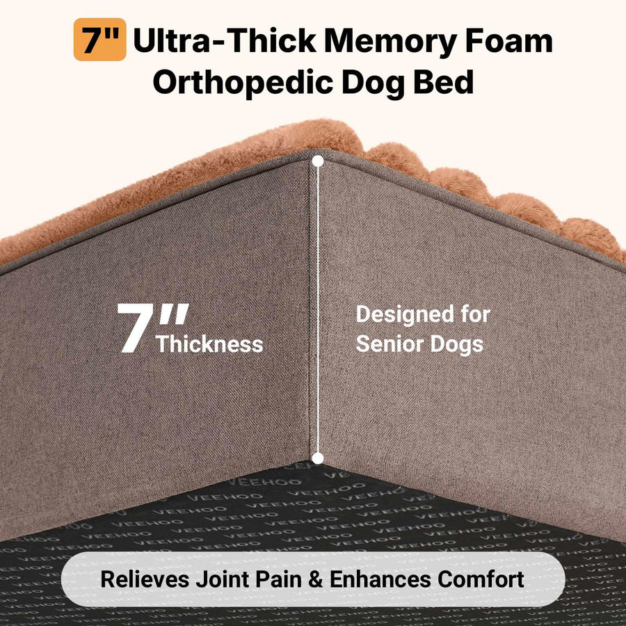 Veehoo Orthopedic Memory Foam Dog Bed for Senior Dogs, 7" Thick XL Dog Bed