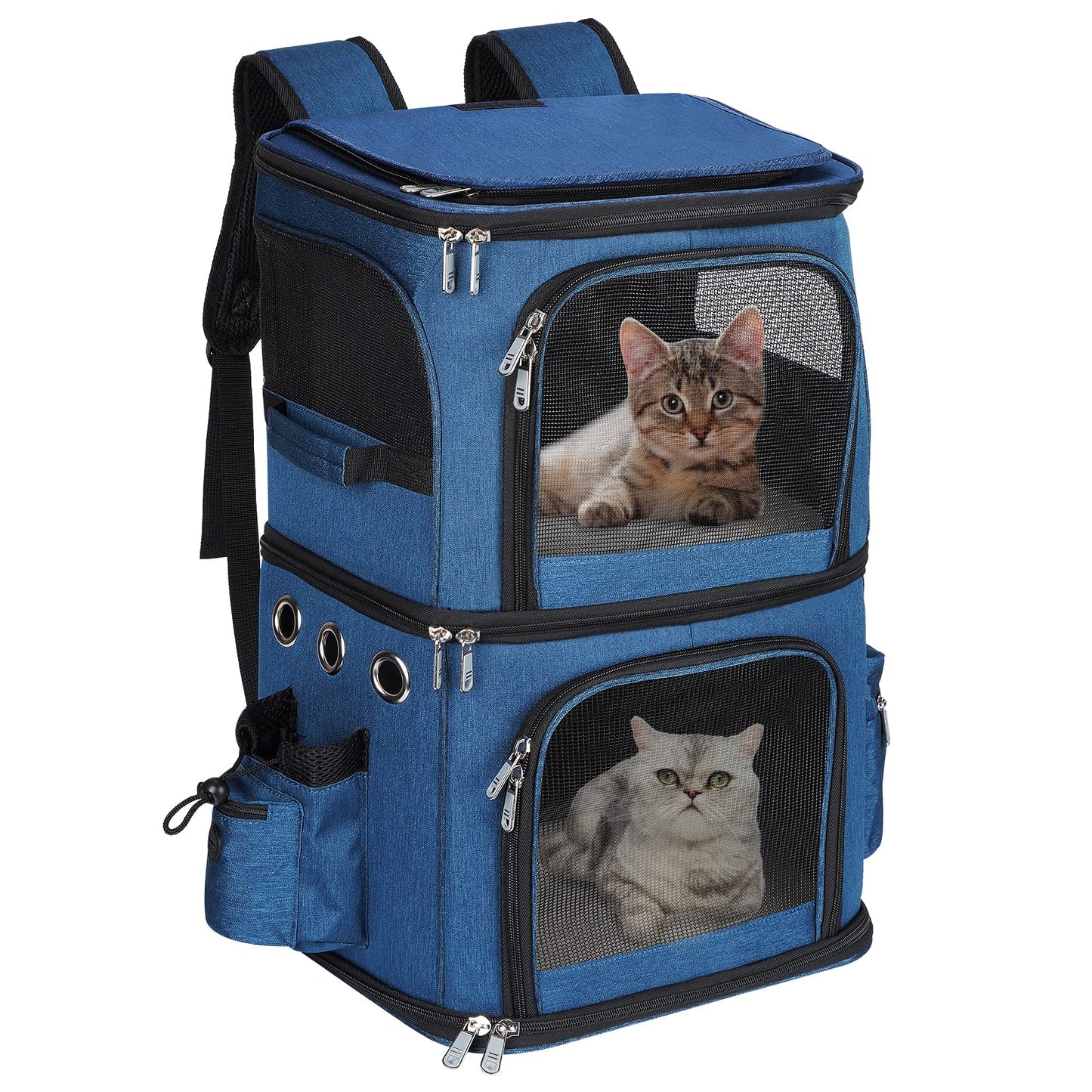 Double-Compartment Pet Carrier Backpack for Two Cats