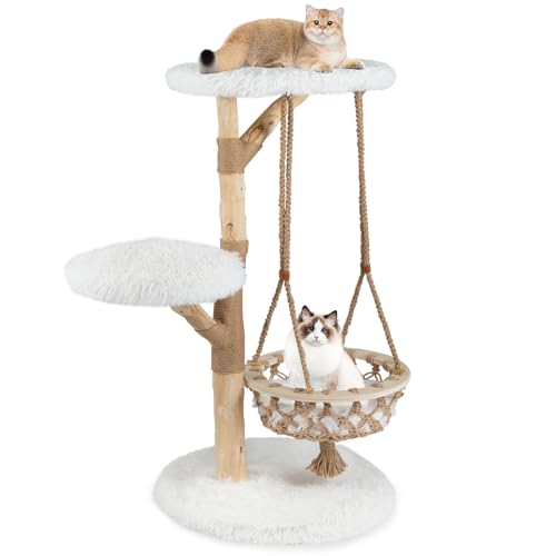 48.5-Inch Modern Wood Cat Tree with Multi-Level Perches