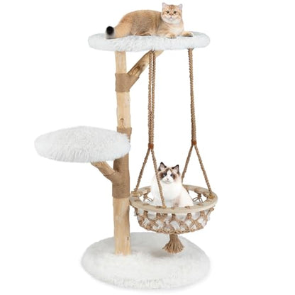 48.5-Inch Modern Wood Cat Tree with Multi-Level Perches