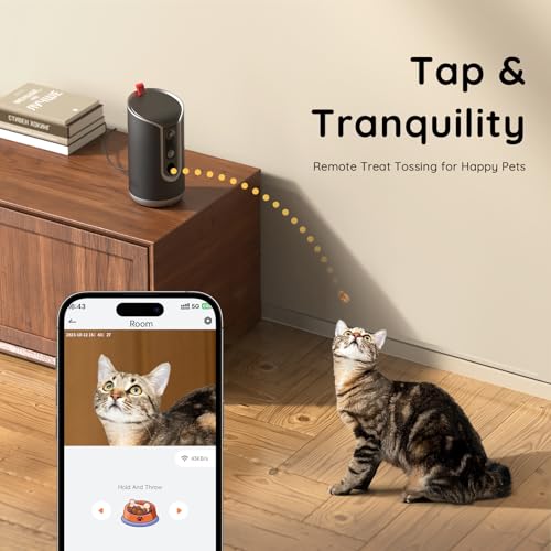 TKENPRO Pet Dog Camera with Treat Dispenser Indoor, Remote Treat Tossing