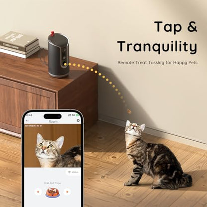 TKENPRO Pet Dog Camera with Treat Dispenser Indoor, Remote Treat Tossing
