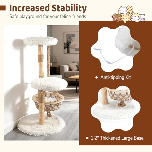 48.5-Inch Modern Wood Cat Tree with Multi-Level Perches