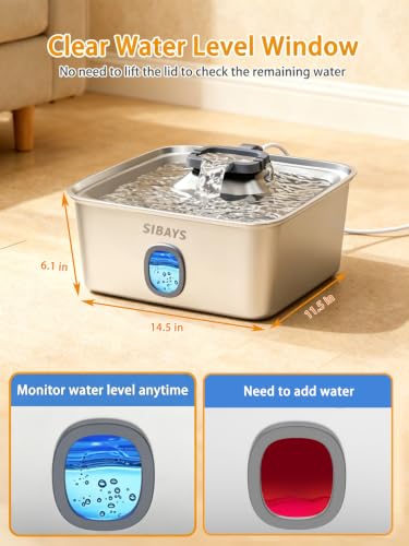 15L Stainless Steel Dog Water Fountain with LED Indicator