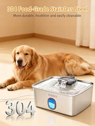 15L Stainless Steel Dog Water Fountain with LED Indicator