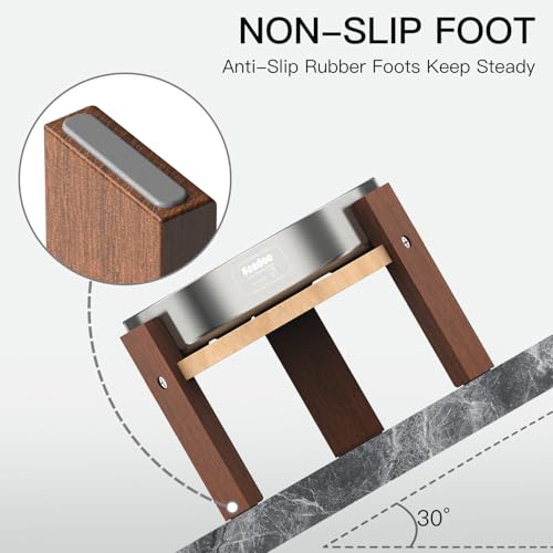 Elevated Hardwood Dog Bowl Stand with Stainless Steel Bowls