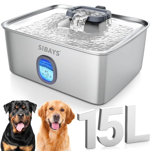 15L Stainless Steel Dog Water Fountain with LED Indicator
