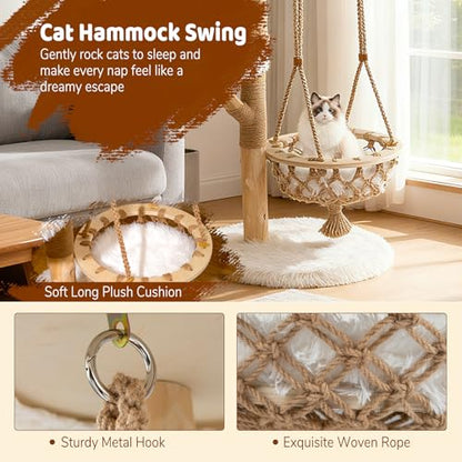 48.5-Inch Modern Wood Cat Tree with Multi-Level Perches