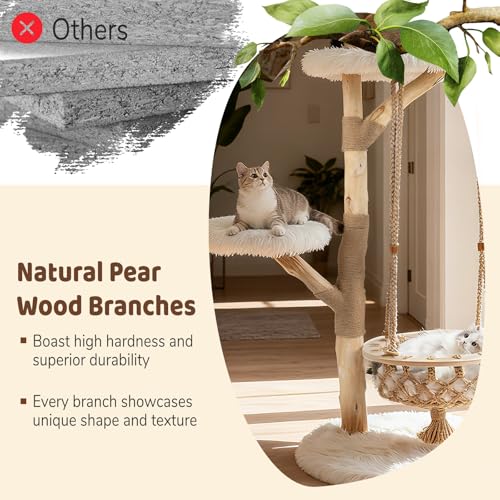 48.5-Inch Modern Wood Cat Tree with Multi-Level Perches