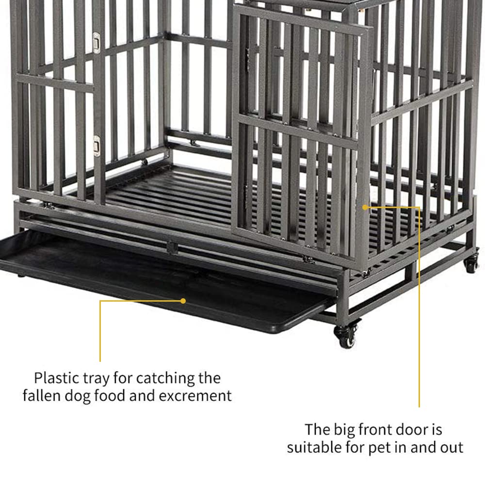 Heavy-Duty Metal Dog Crate with Wheels for Large Dogs