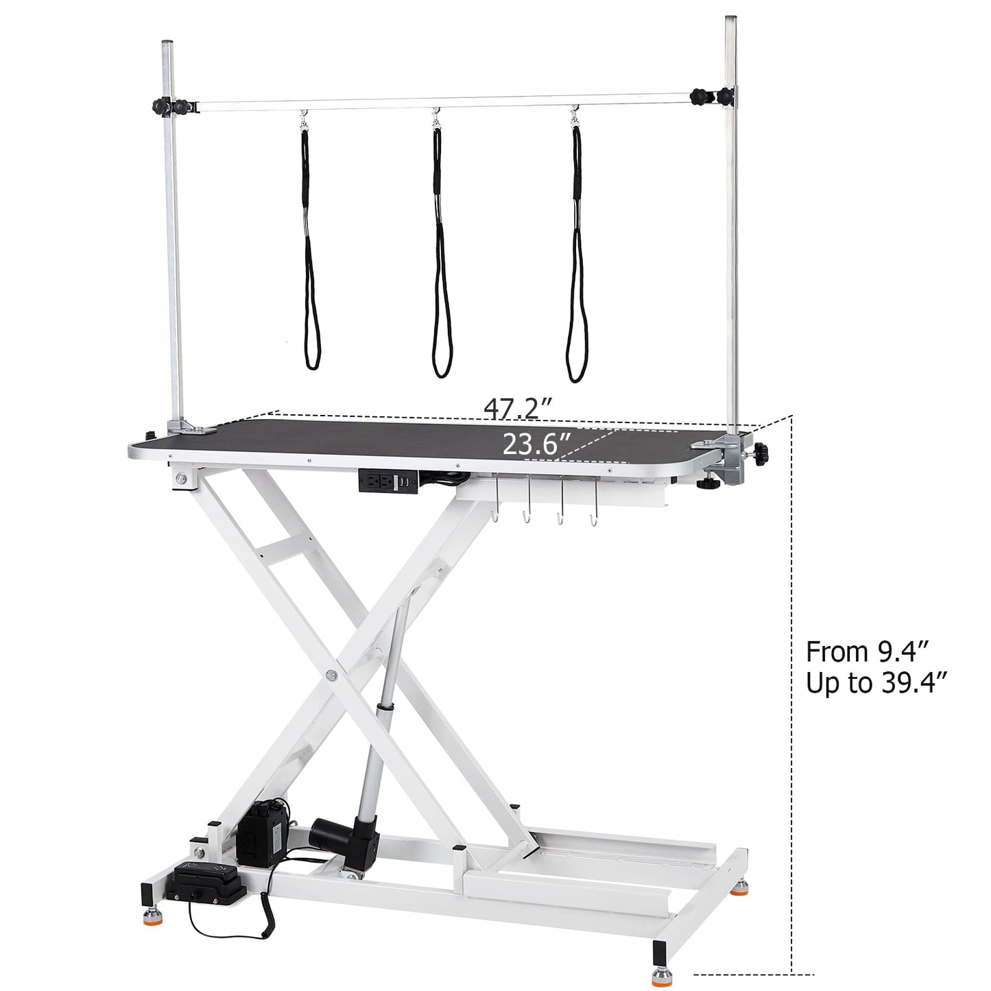 Electric Height-Adjustable Dog Grooming Table with Organizer