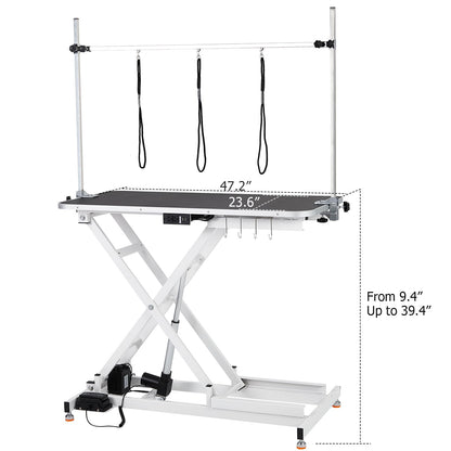 Electric Height-Adjustable Dog Grooming Table with Organizer