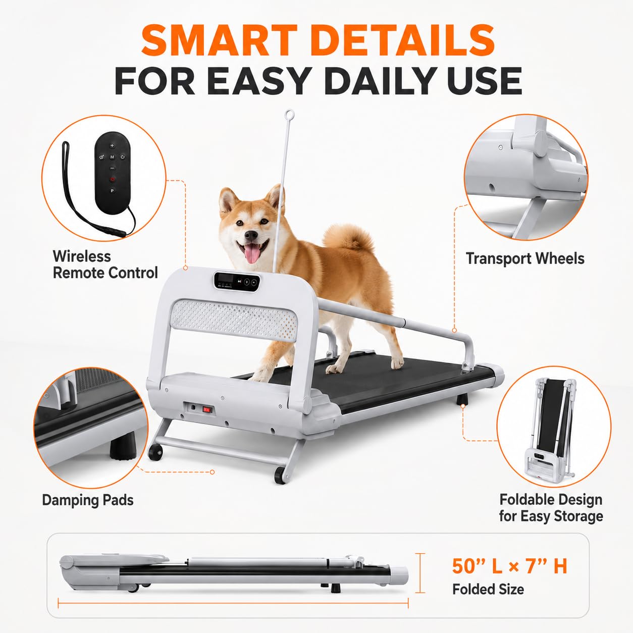 2-in-1 Folding Dog & Human Treadmill with Quiet 2.5HP Motor