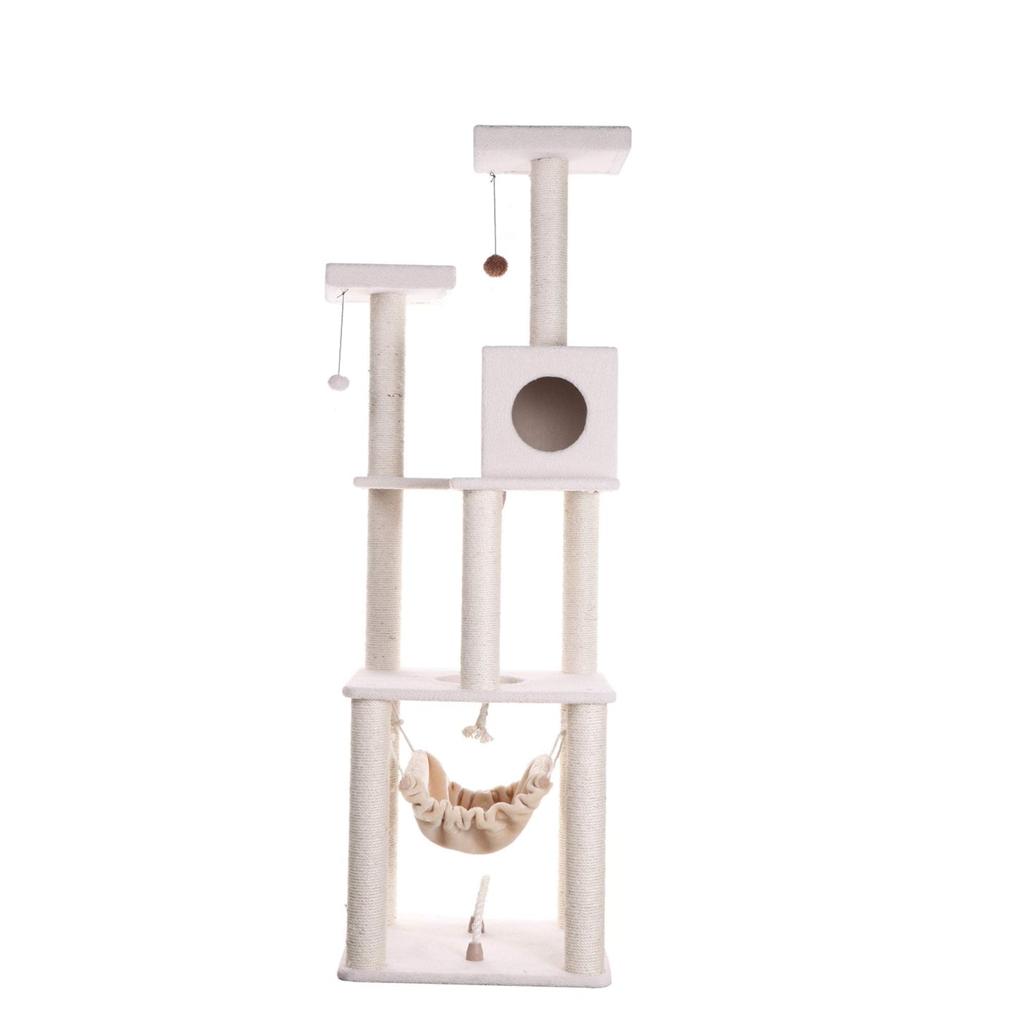73-Inch Real Wood Cat Tree with Hammock, Condo & Perch