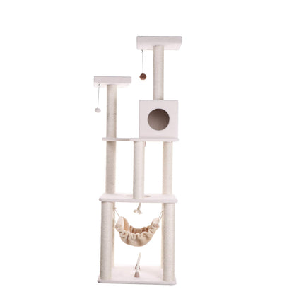 73-Inch Real Wood Cat Tree with Hammock, Condo & Perch