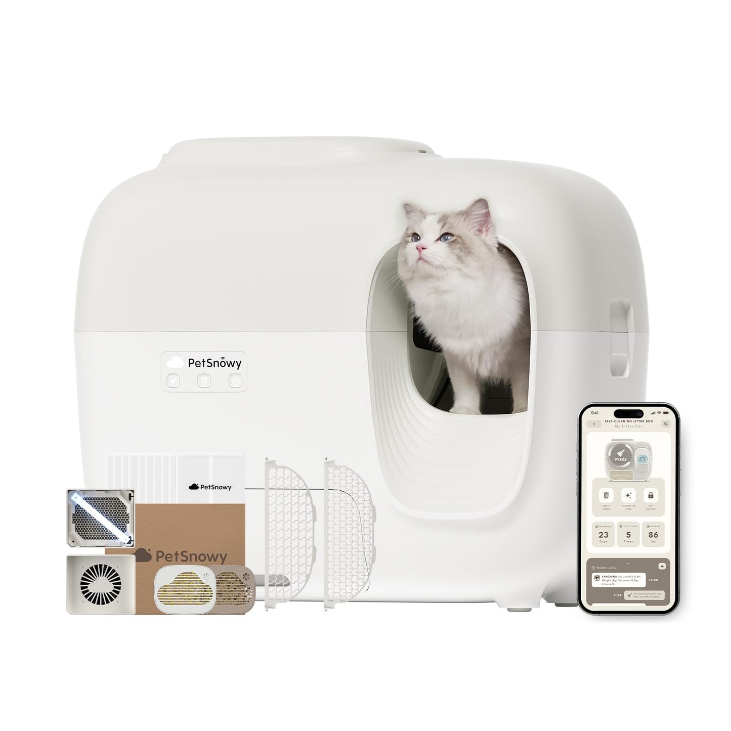 Self-Cleaning Automatic Cat Litter Box with Odor Control
