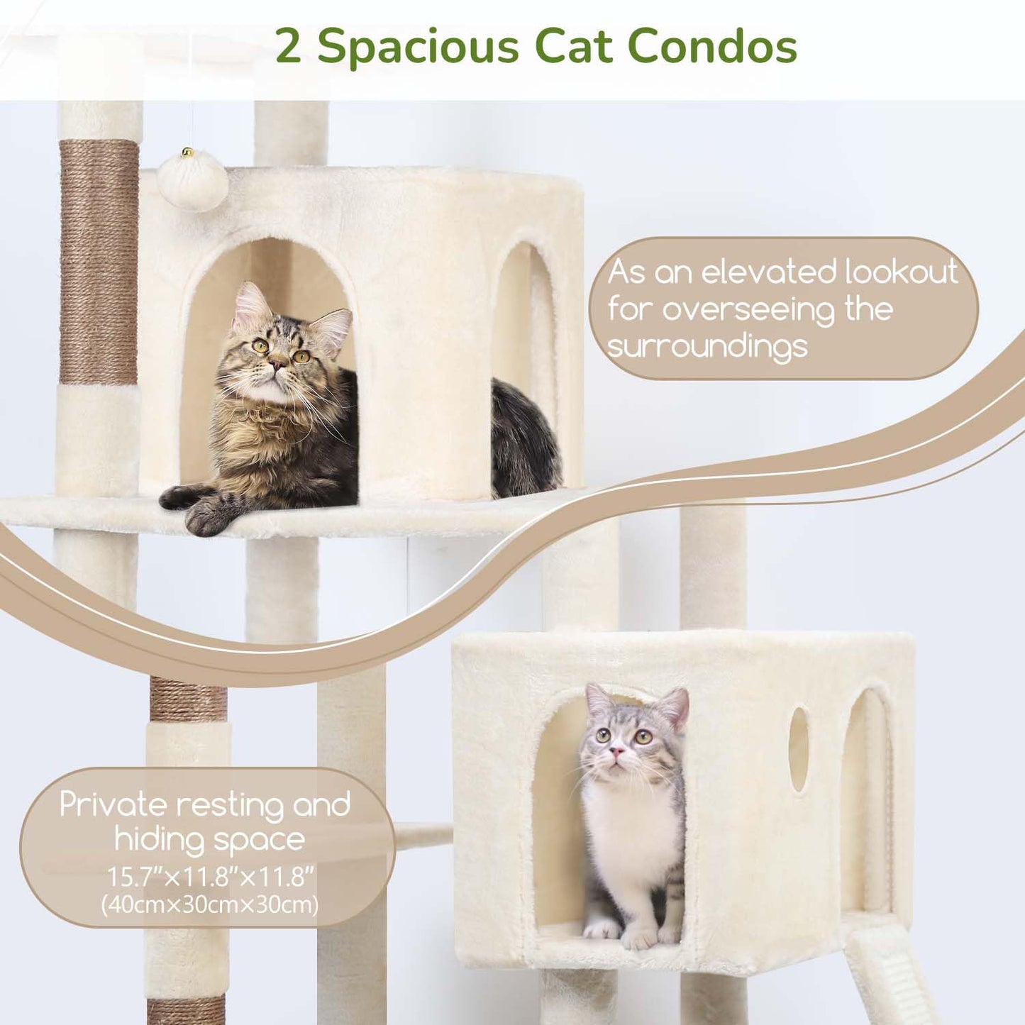 70-Inch Heavy-Duty Cat Tree with Condo, Hammock & Scratcher