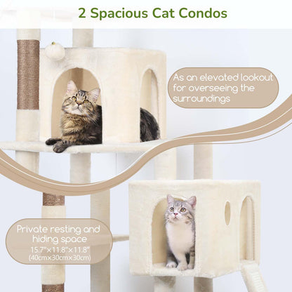 70-Inch Heavy-Duty Cat Tree with Condo, Hammock & Scratcher