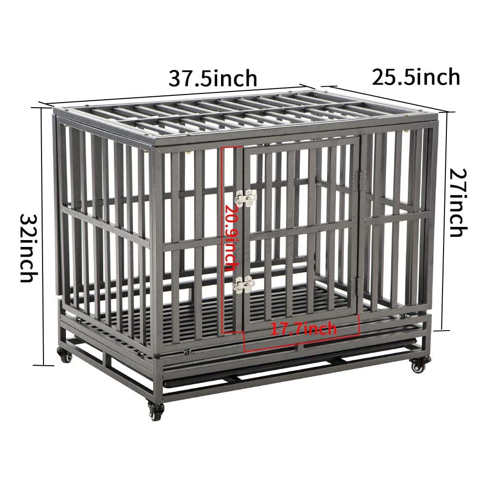 Heavy-Duty Metal Dog Crate with Wheels for Large Dogs