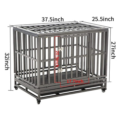 Heavy-Duty Metal Dog Crate with Wheels for Large Dogs