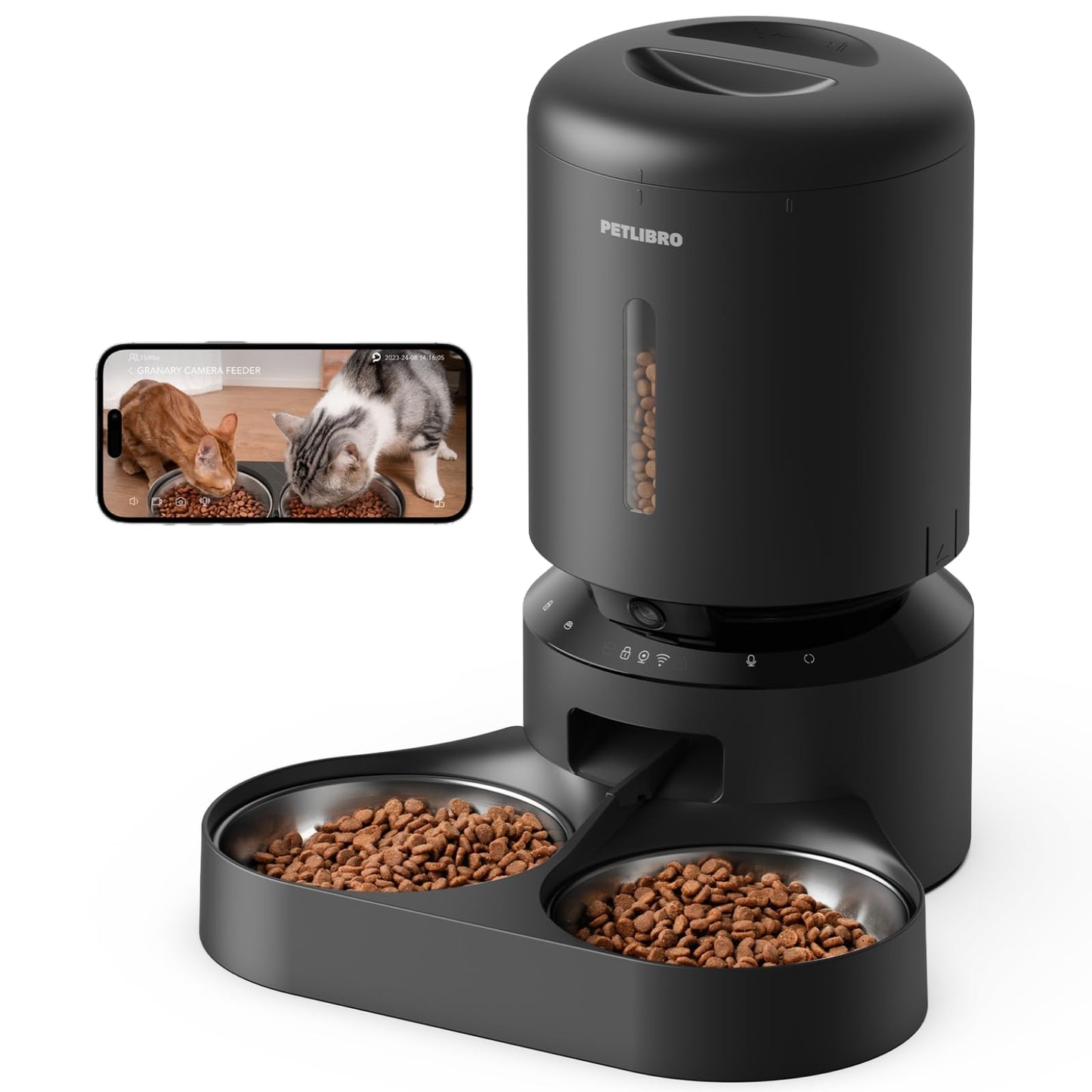 5L Automatic Cat Feeder with Dual Stainless Steel Bowls