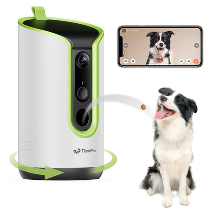 TKENPRO Pet Dog Camera with Treat Dispenser Indoor, Remote Treat Tossing