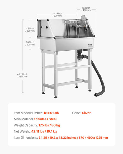 VEVOR Stainless Steel Dog Washing Station