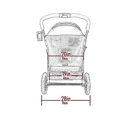No-Zip Double Pet Stroller with All-Terrain Gel-Filled Tires