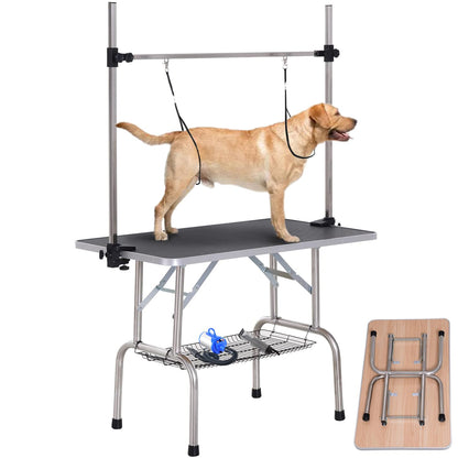 Foldable Professional Pet Grooming Table with Adjustable Arms