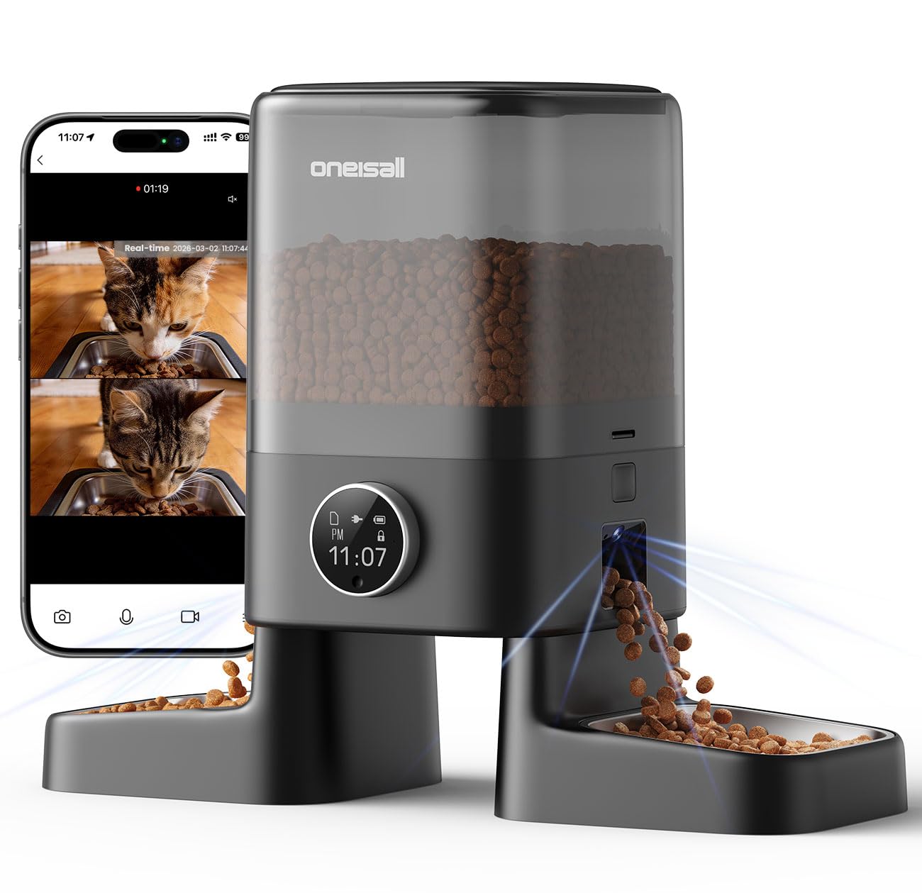 5L Dual-Bowl Automatic Cat Feeder for Two Cats