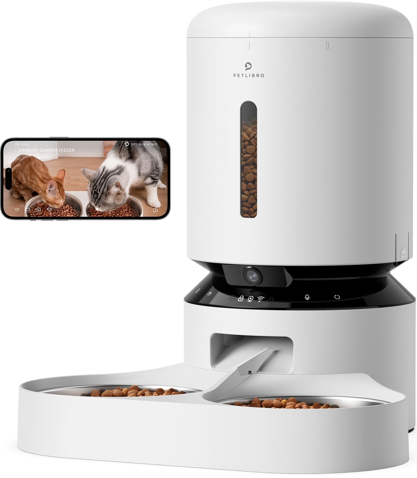 5L Automatic Cat Feeder with Dual Stainless Steel Bowls