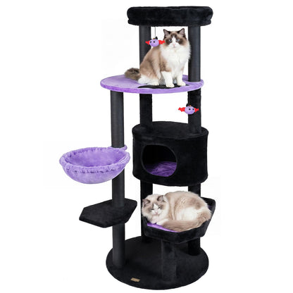 60-Inch Gothic Cat Tree with Condo, Beds & Scratching Posts