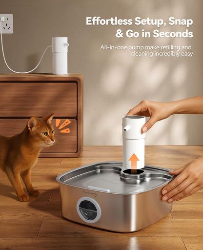 8L Cordless Stainless Steel Dog Water Fountain with Sensor