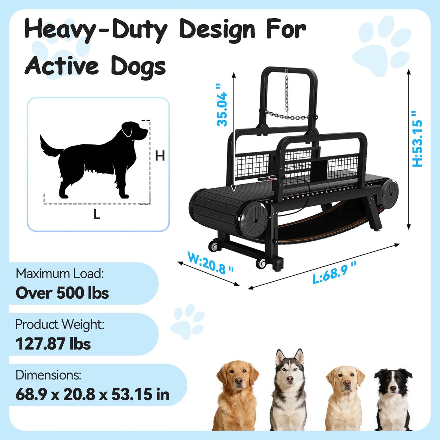 Adjustable Dog Treadmill with Brake, Speedometer & Incline