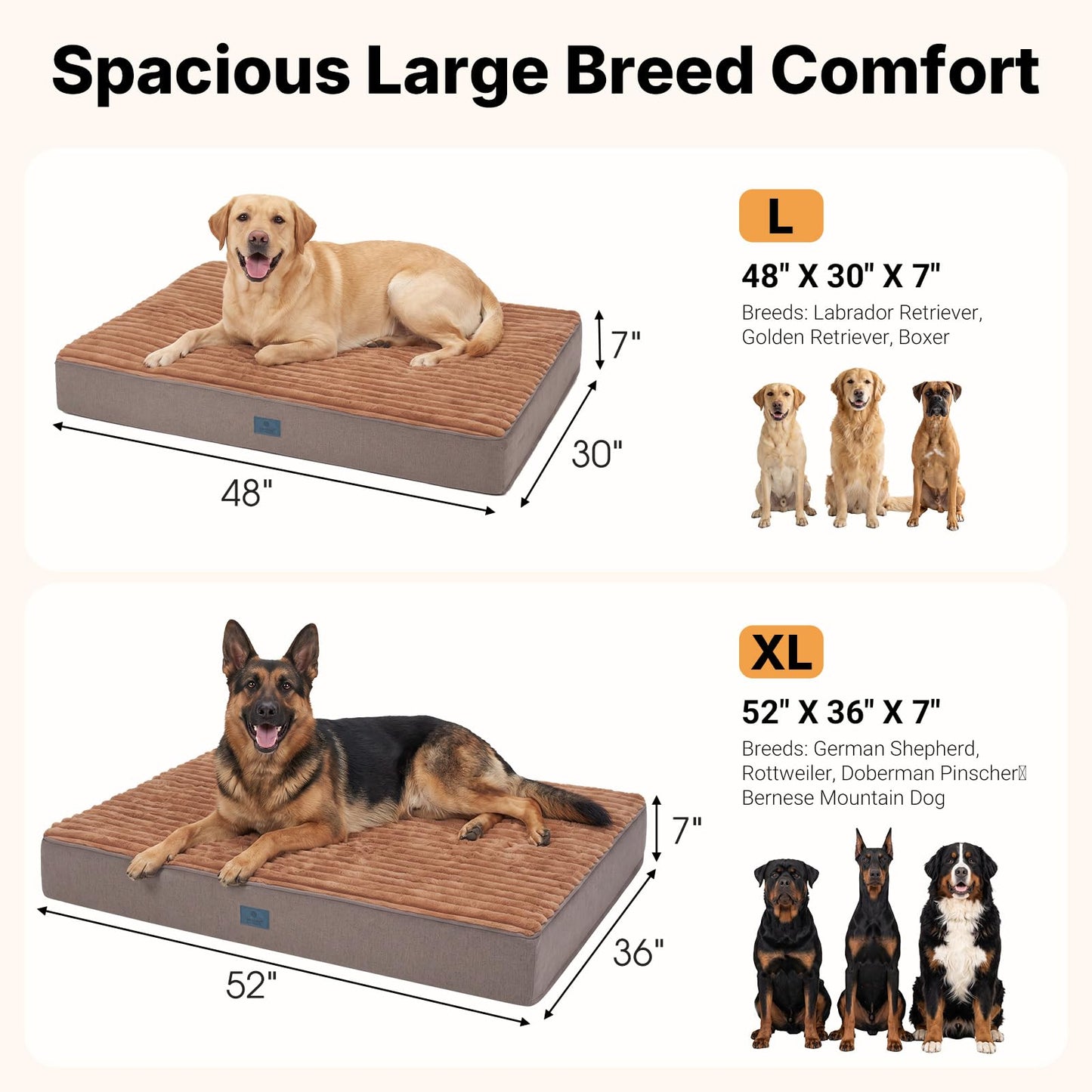 Veehoo Orthopedic Memory Foam Dog Bed for Senior Dogs, 7" Thick XL Dog Bed