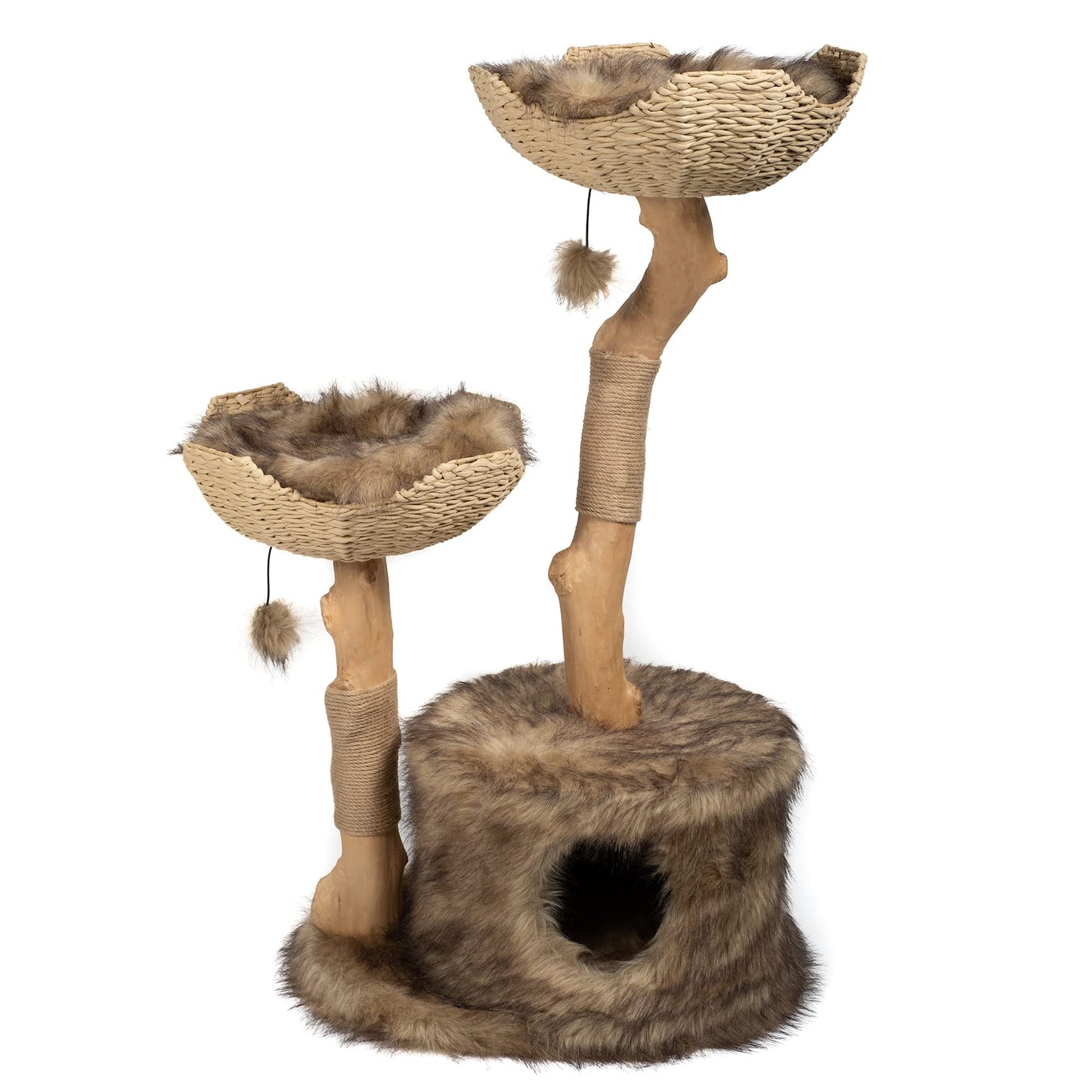 Luxury Real Wood Cat Tree Tower for Large Cats with Condo