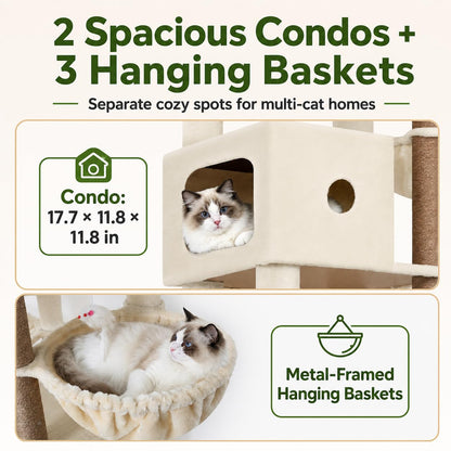 83-Inch Heavy-Duty Cat Tower with Multi-Level Condo & Perches