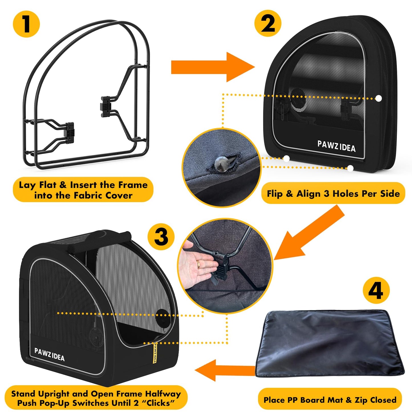 Collapsible Soft-Sided Dog Travel Crate with Metal Frame