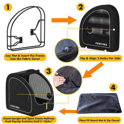Collapsible Soft-Sided Dog Travel Crate with Metal Frame