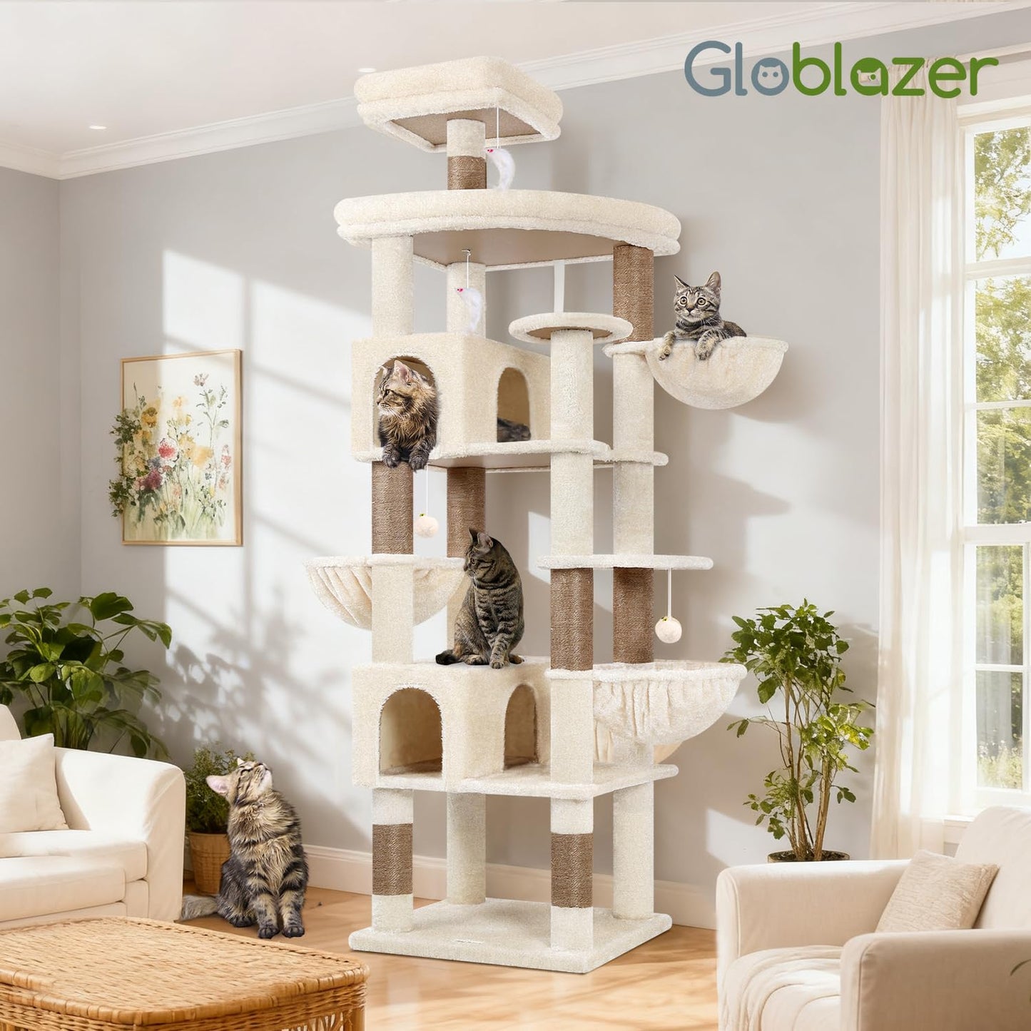 82-Inch Heavy-Duty Cat Tree with Condos, Perches & Baskets