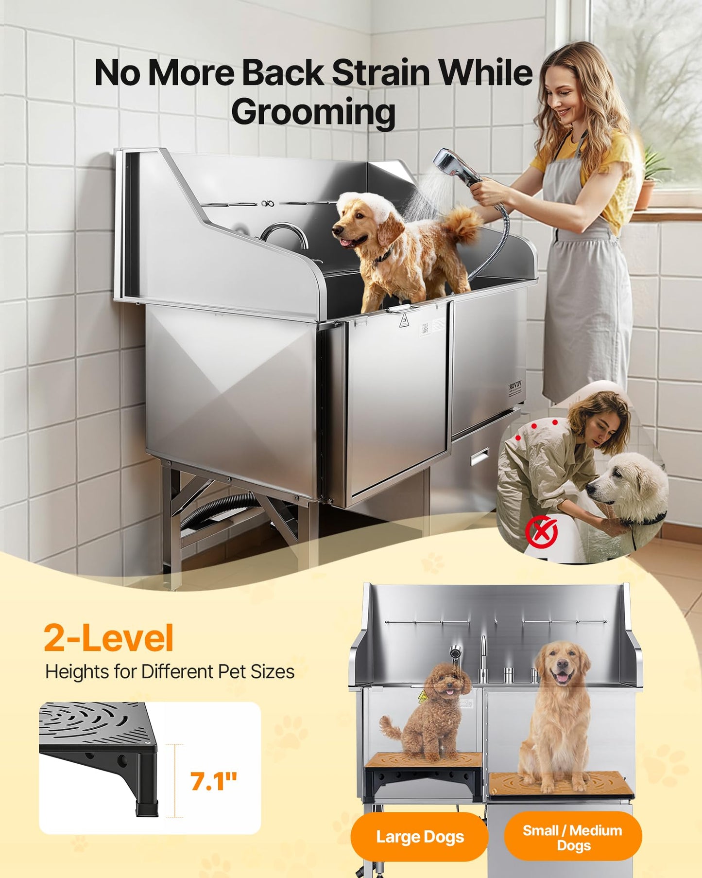 VEVOR Stainless Steel Dog Washing Station