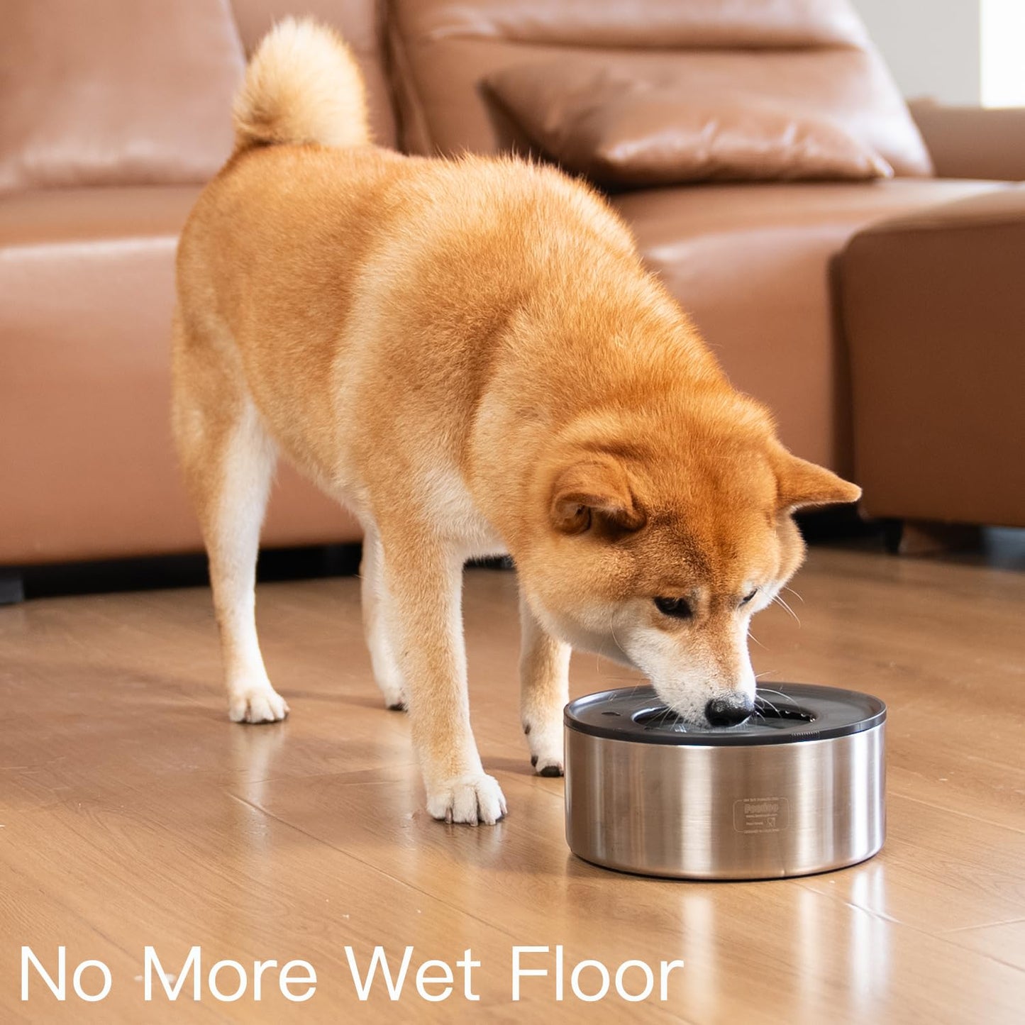 No-Spill Stainless Steel Dog Water Bowl with Floating Disk